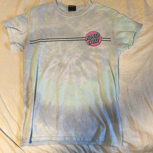 Santa Cruz - women’s size small shirt - tie dye teal, light blue, and pink